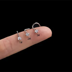 Chic 3mm Cubic Zirconia Inlaid Titanium Nose Piercing Nose Stud