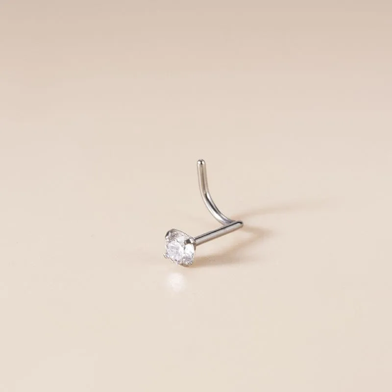 Chic 3mm Cubic Zirconia Inlaid Titanium Nose Piercing Nose Stud