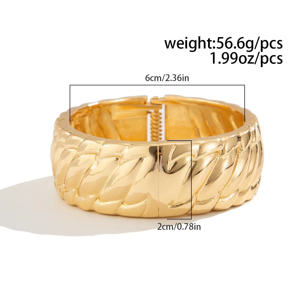 Chic Gold Silver Plated Glossy Textured Bangle Bracelet