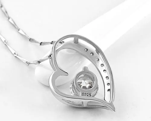 Chic Heart 925 Sterling Silver Crystal Necklace
