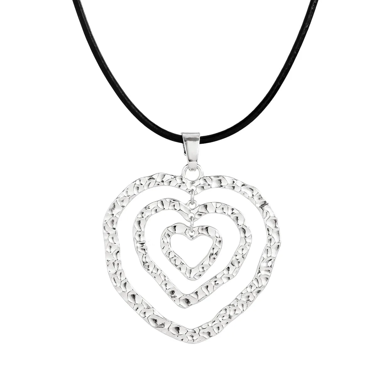 Chic PU Leather Triple Heart Pendant Necklace