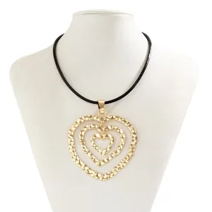 Chic PU Leather Triple Heart Pendant Necklace