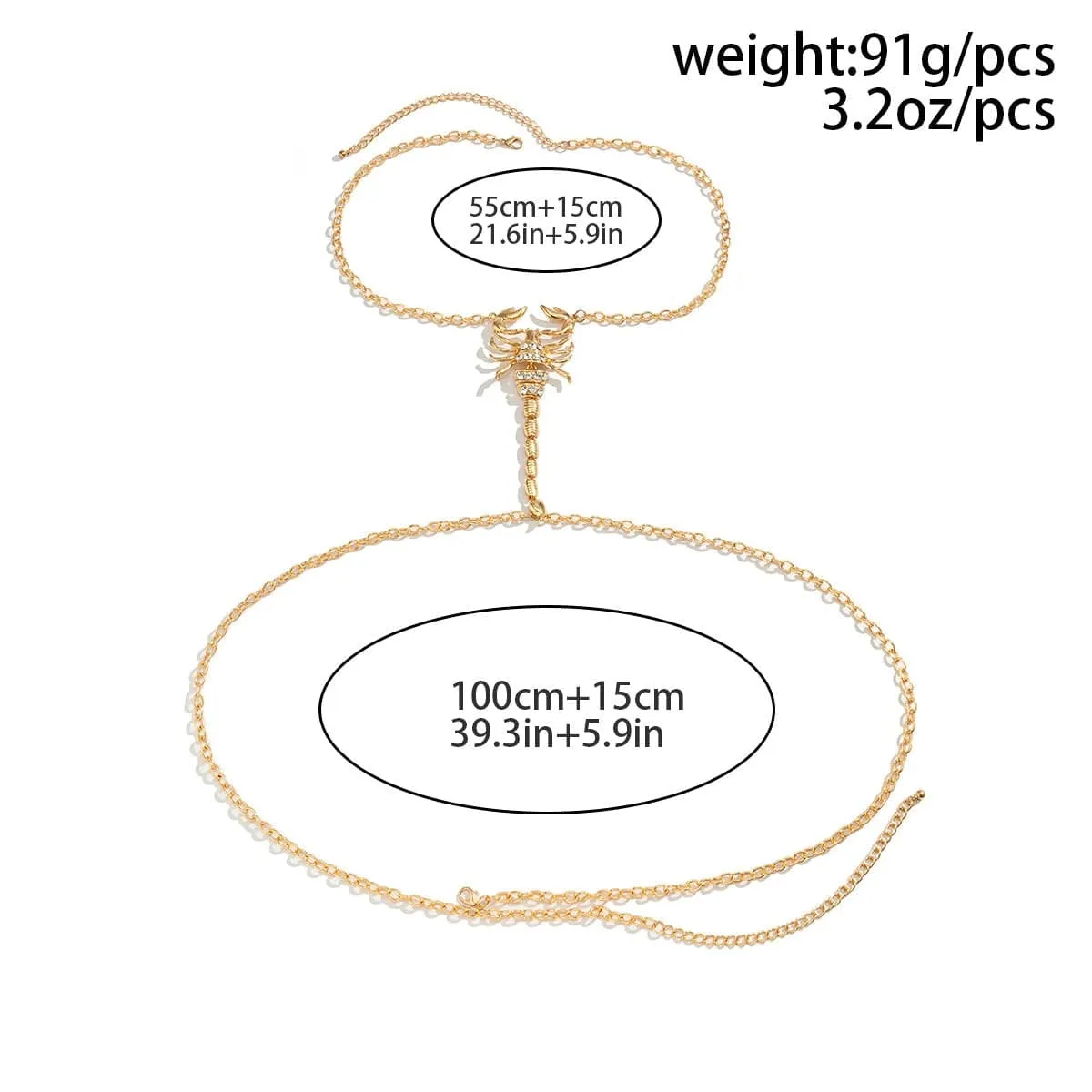 Chic Rhinestone Inlaid Scorpion Body Chain Necklace