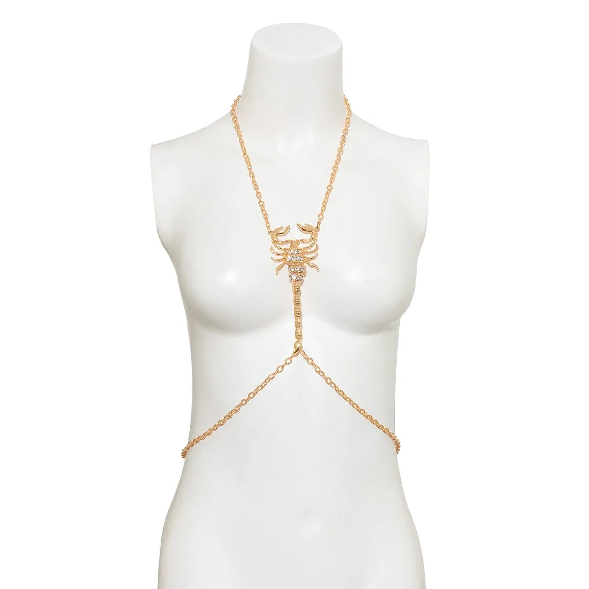 Chic Rhinestone Inlaid Scorpion Body Chain Necklace