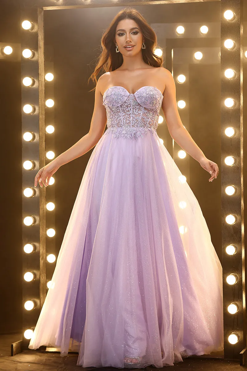 Chic Tulle A Line Floor Length Prom Dress