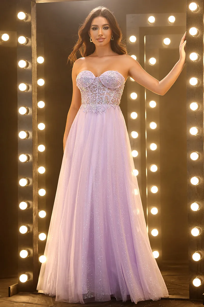Chic Tulle A Line Floor Length Prom Dress