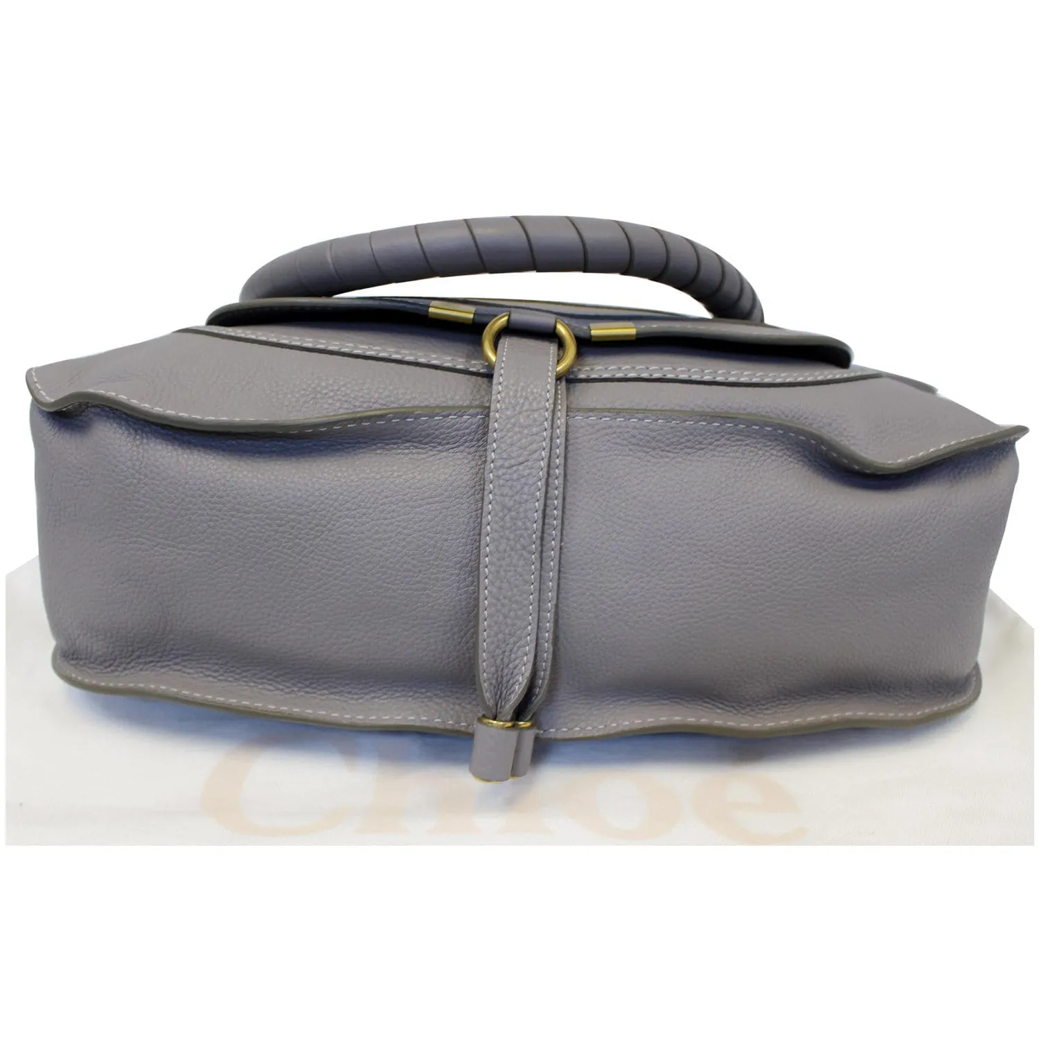 CHLOE Medium Marcie Pebbled Leather Satchel Shoulder Bag Grey