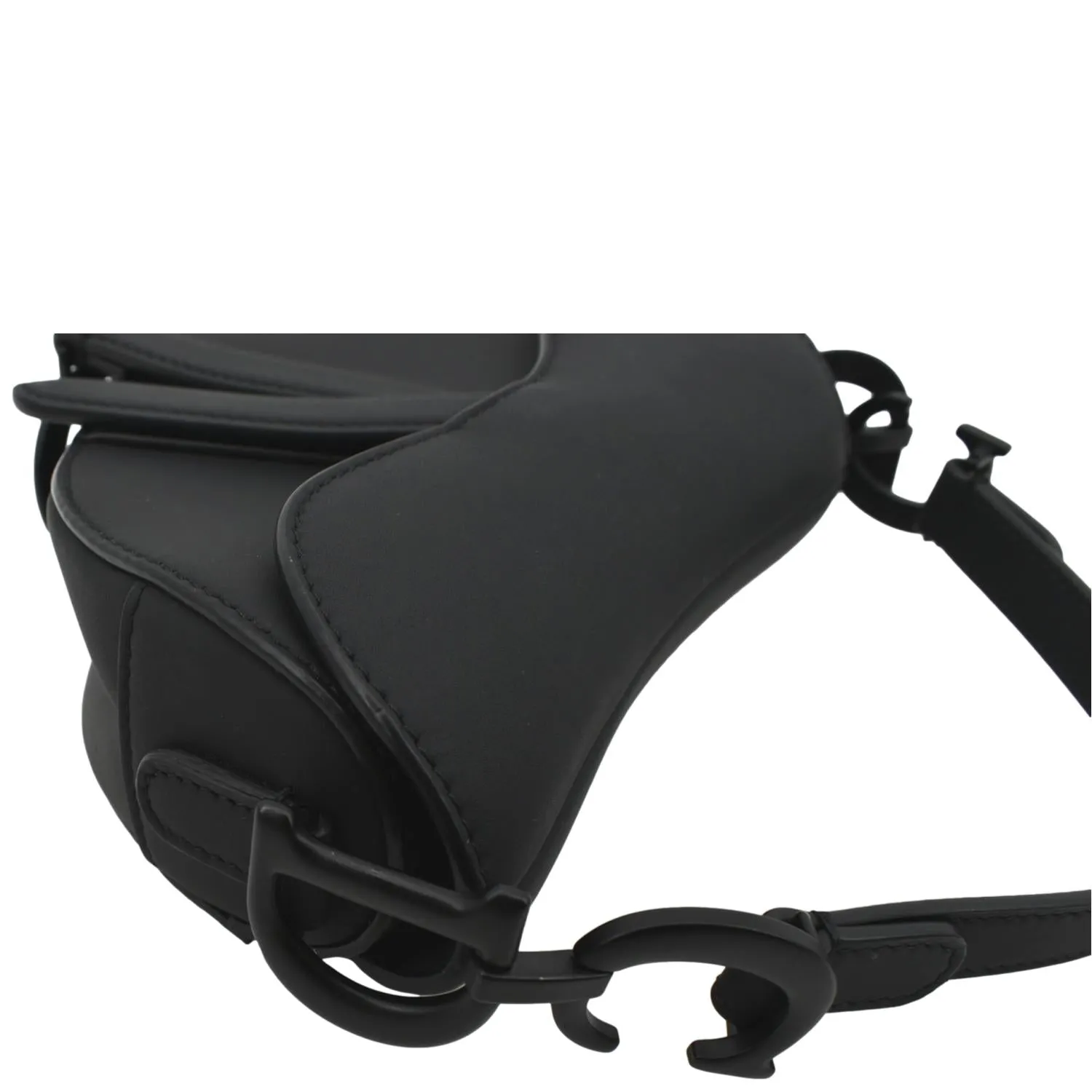 CHRISTIAN DIOR Saddle Calfskin Leather Satchel Bag Black
