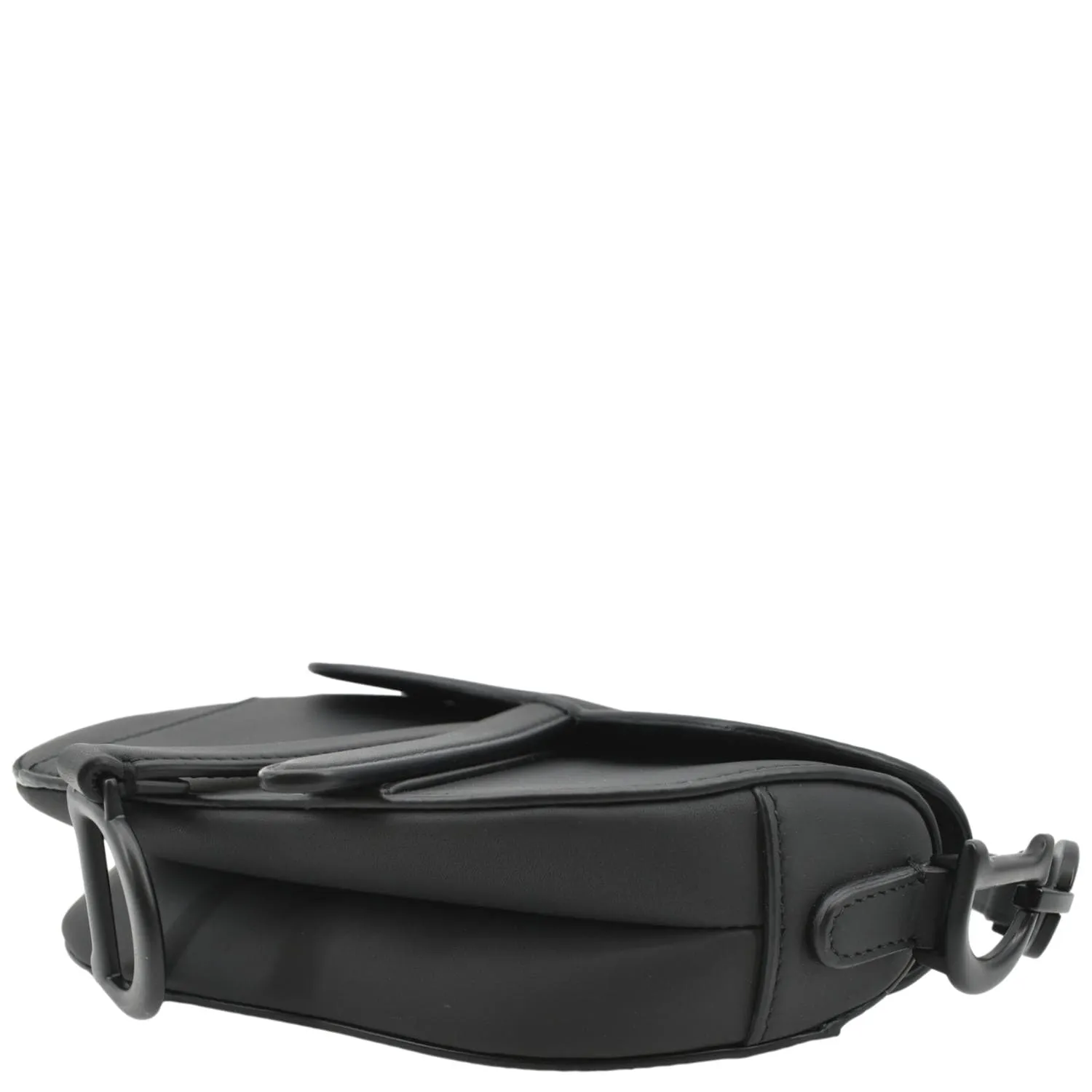 CHRISTIAN DIOR Saddle Calfskin Leather Satchel Bag Black