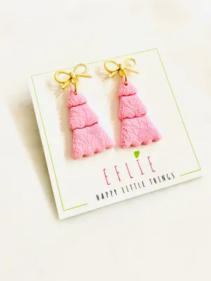 Christmas Tree Dangle Earring - Pink