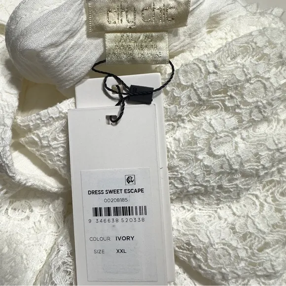 City Chic Sweet Escape Dress In Ivory Size 24