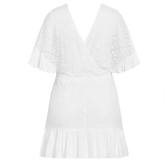 City Chic Sweet Escape Dress In Ivory Size 24