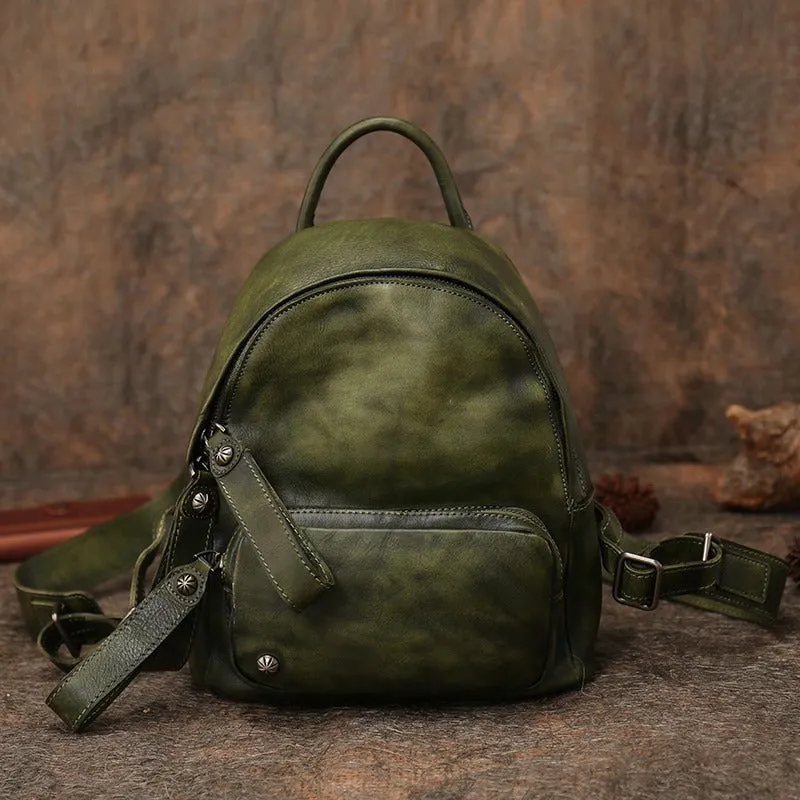 Classic Brown Leather Rucksack Bag Womens Compact Leather Backpack Ladies Backpack Purses