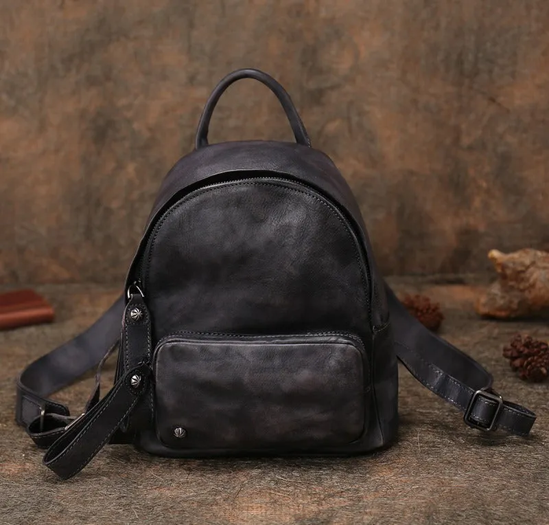 Classic Brown Leather Rucksack Bag Womens Compact Leather Backpack Ladies Backpack Purses