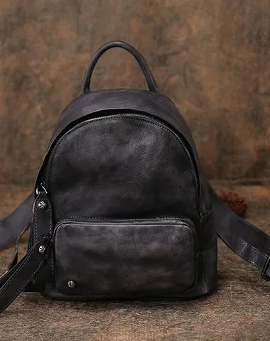 Classic Brown Leather Rucksack Bag Womens Compact Leather Backpack Ladies Backpack Purses