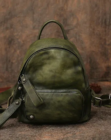 Classic Brown Leather Rucksack Bag Womens Compact Leather Backpack Ladies Backpack Purses