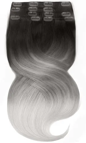CLIP-IN EXTENSIONS LUXURY  OMBRÉ BALAYAGE Jet Black & Metallic Silver Blonde
