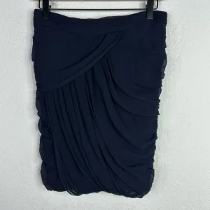 Club Monaco Skirt Womens Size 4 Blue Silk Chiffon Draped Pencil Sophisticated‎