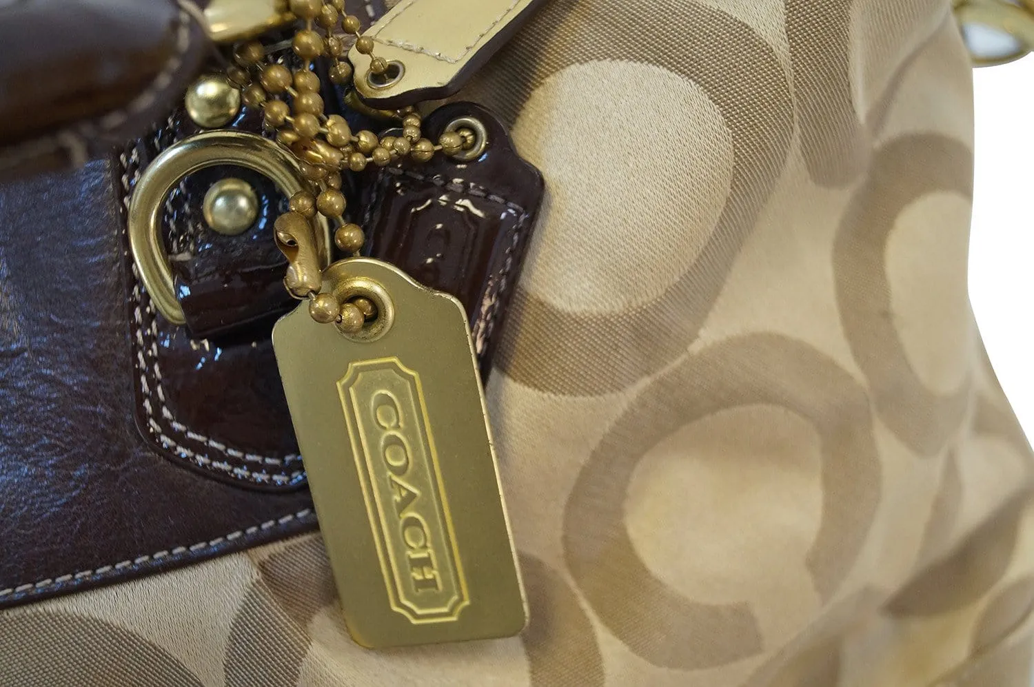 Coach Madison Sabrina Gold Logo Signature Satchel Handbag- Final Call