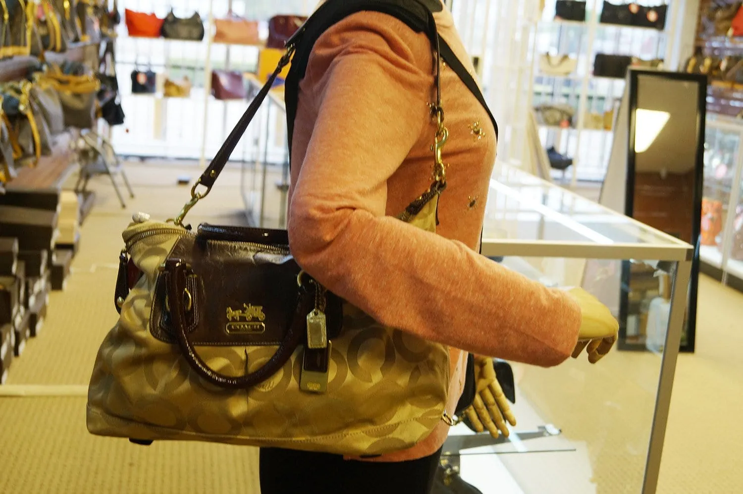 Coach Madison Sabrina Gold Logo Signature Satchel Handbag- Final Call