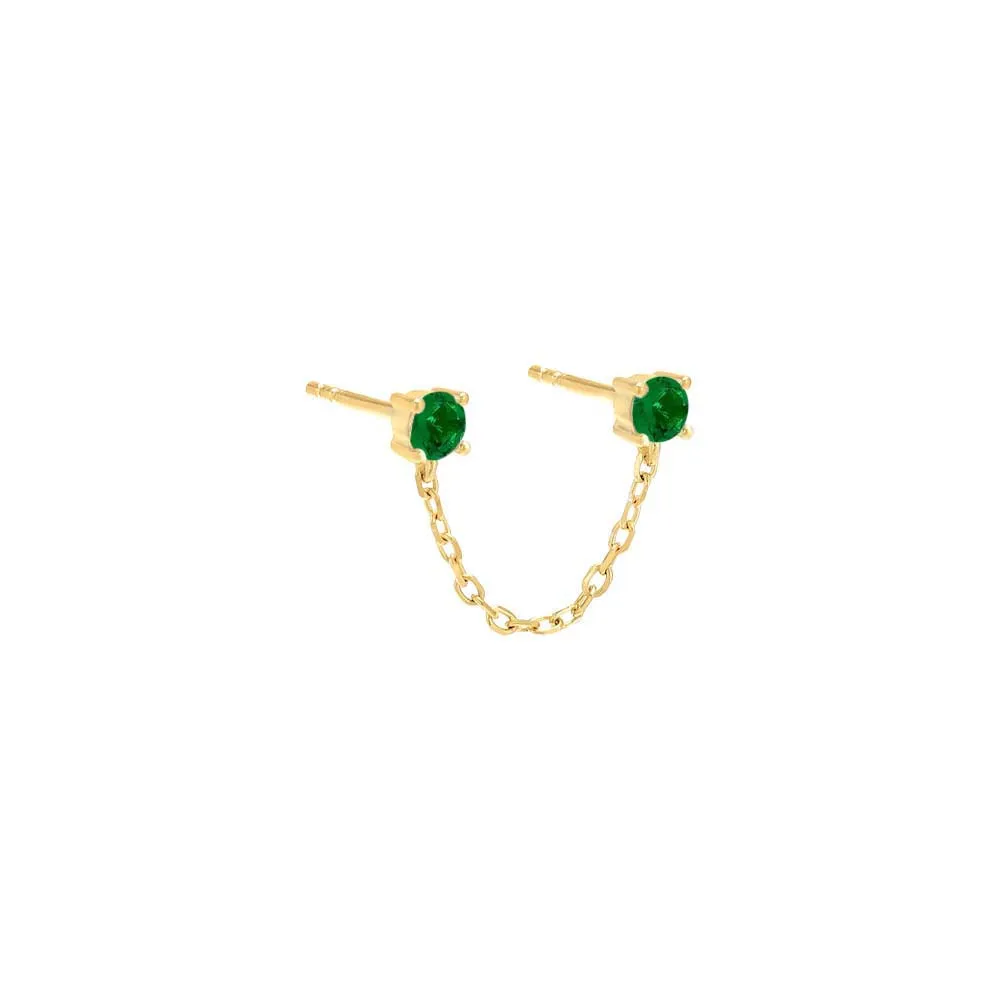 Colored Double Solitaire CZ Chain Stud Earring