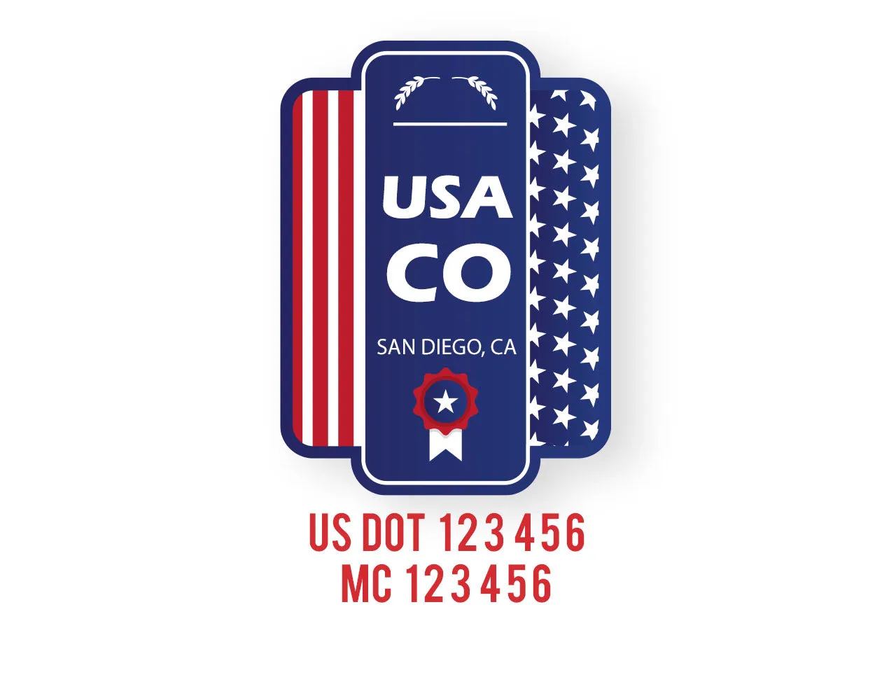 Company American  Truck Door Decal (USDOT), 2 Pack