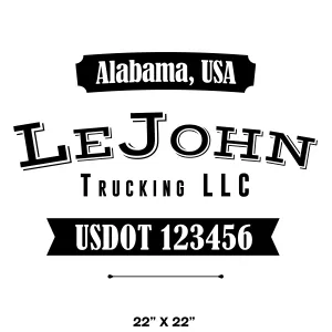 Company Name Truck Decal (USDOT Truck Lettering), 2 Pack