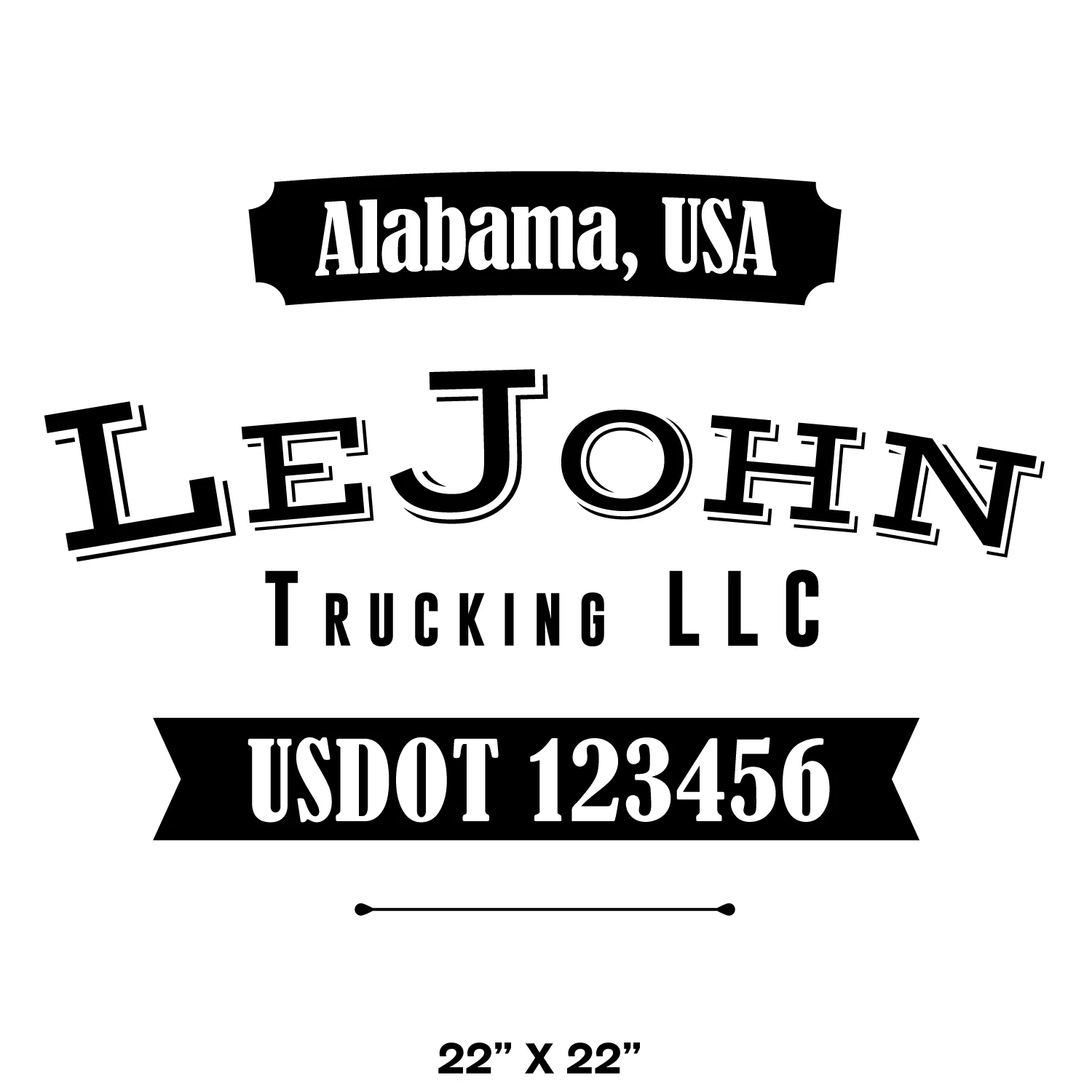 Company Name Truck Decal (USDOT Truck Lettering), 2 Pack