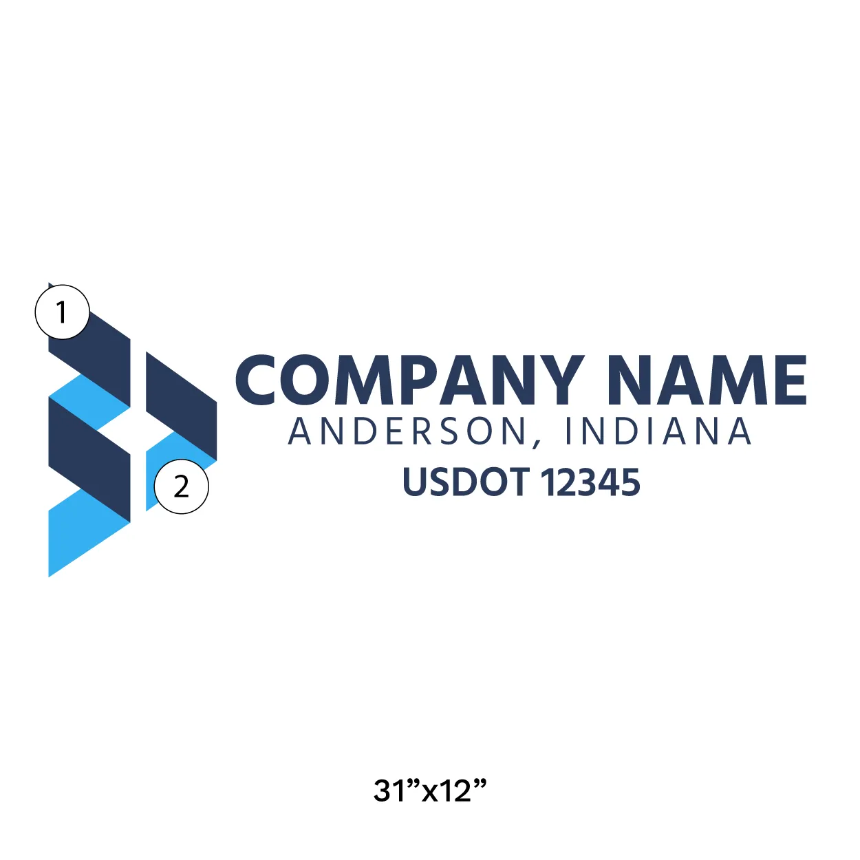 Company Name Truck Door Decal (USDOT), 2 Pack