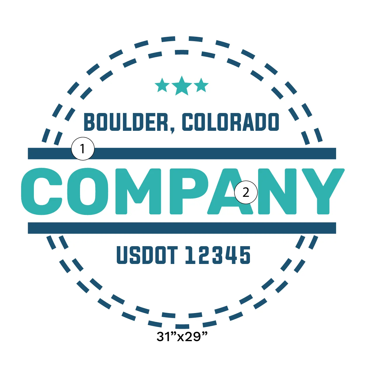 Company Name Truck Door Decal (USDOT), 2 Pack