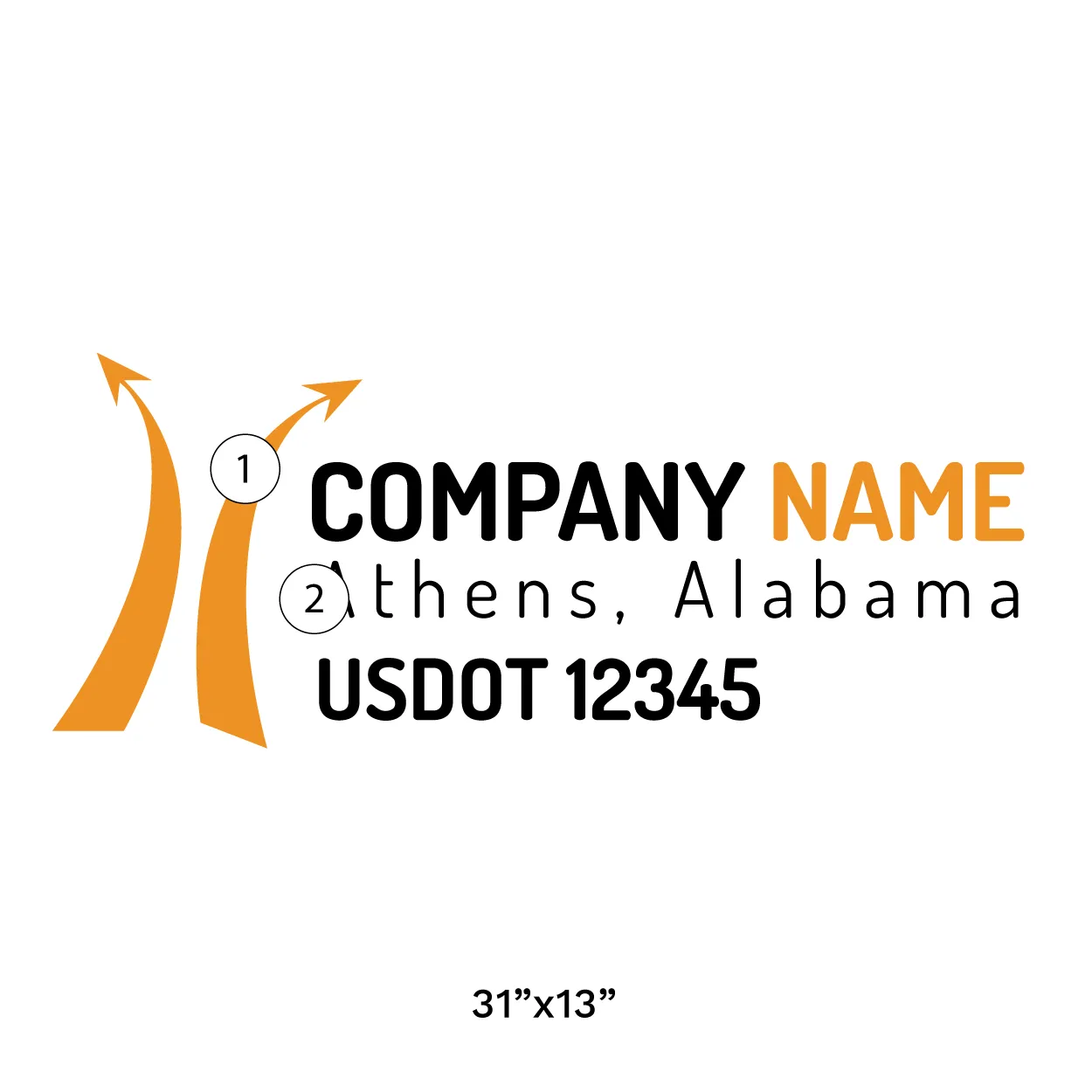 Company Name Truck Door Decal (USDOT), 2 Pack
