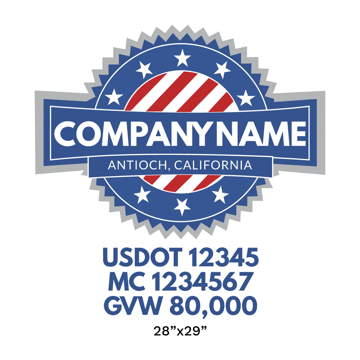 Company Name Truck Door Decal (USDOT), 2 Pack
