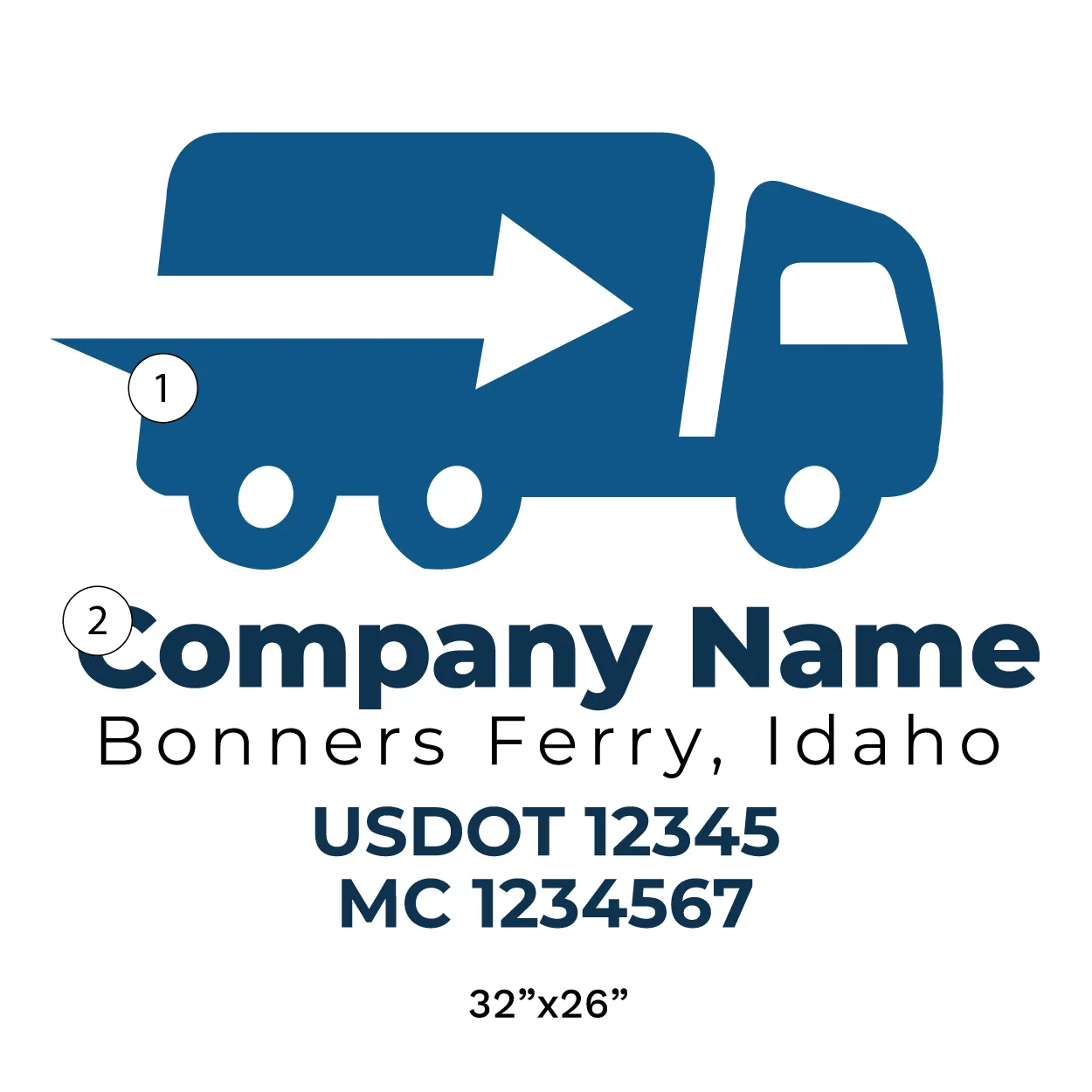 Company Name Truck Door Decal (USDOT), 2 Pack