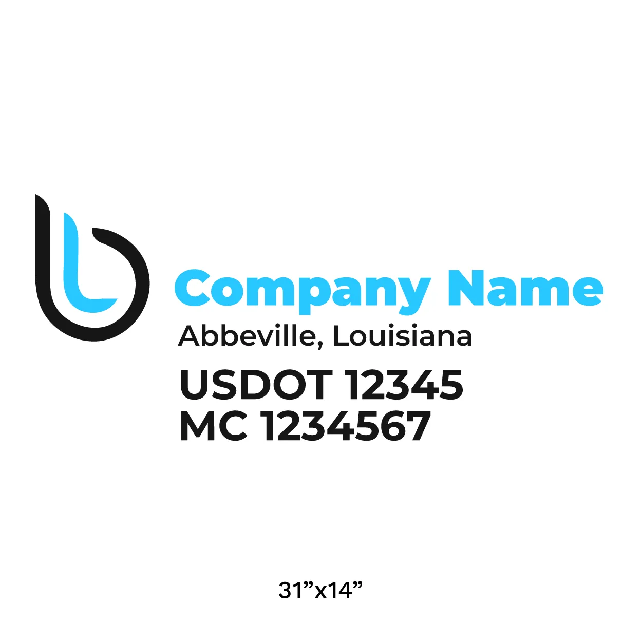 Company Name Truck Door Decal (USDOT), 2 Pack