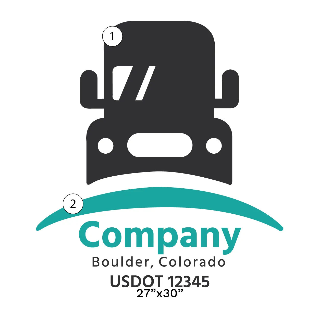 Company Name Truck Door Decal (USDOT), 2 Pack