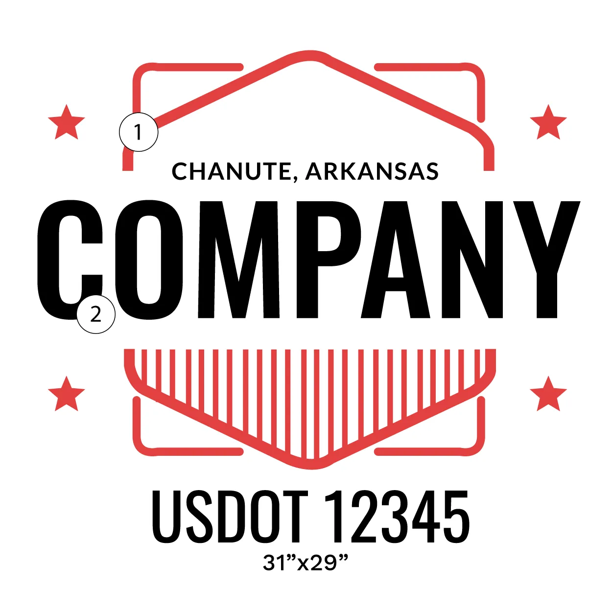 Company Name Truck Door Decal (USDOT), 2 Pack