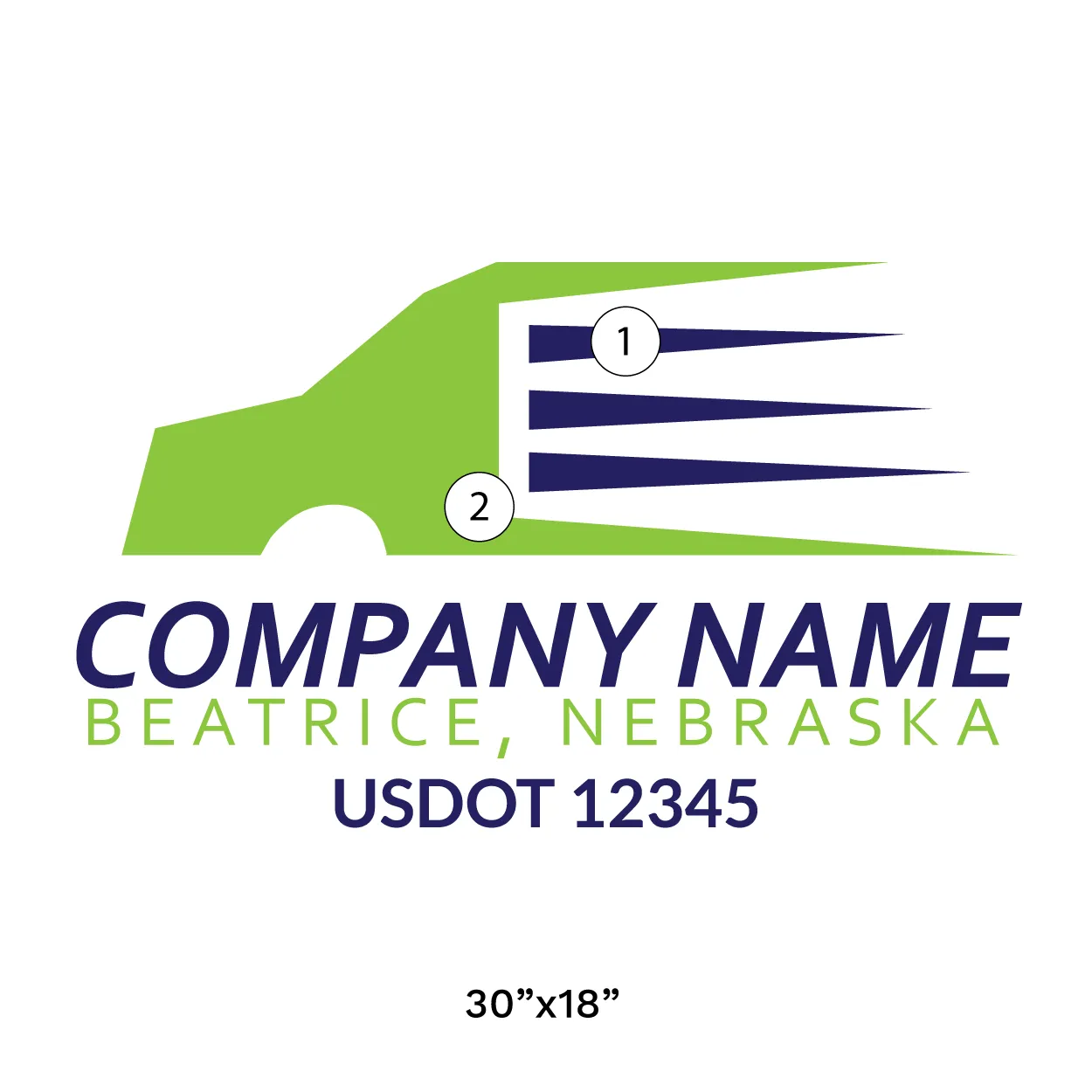 Company Name Truck Door Decal (USDOT), 2 Pack
