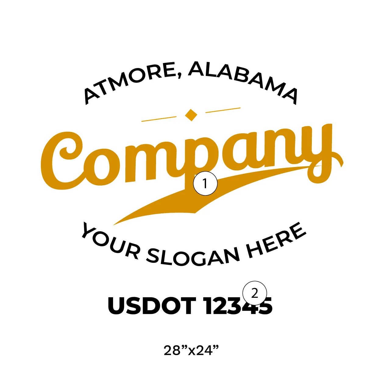 Company Name Truck Door Decal (USDOT), 2 Pack