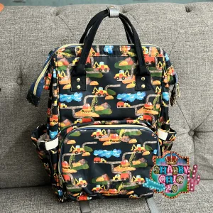 Construction Print Diaper Bag Backpack