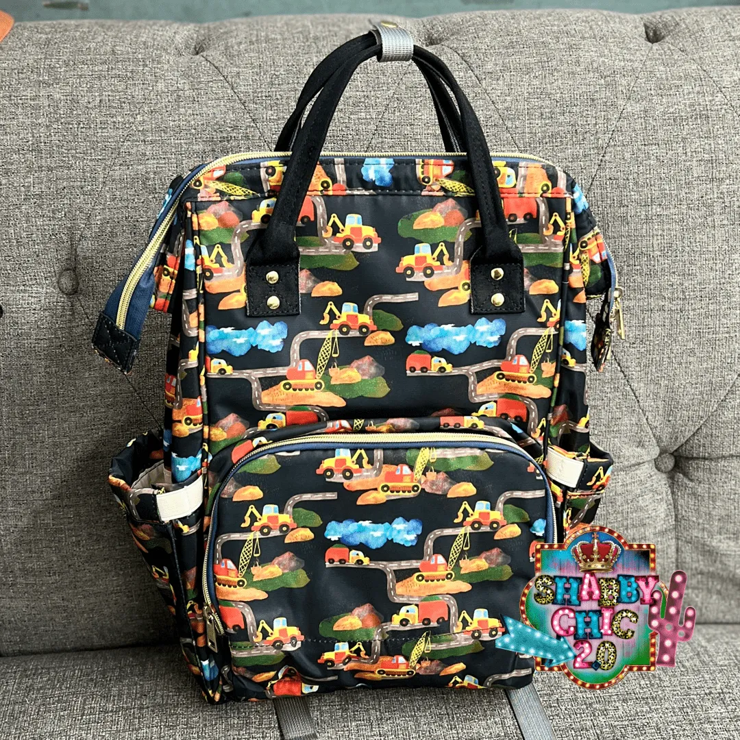 Construction Print Diaper Bag Backpack