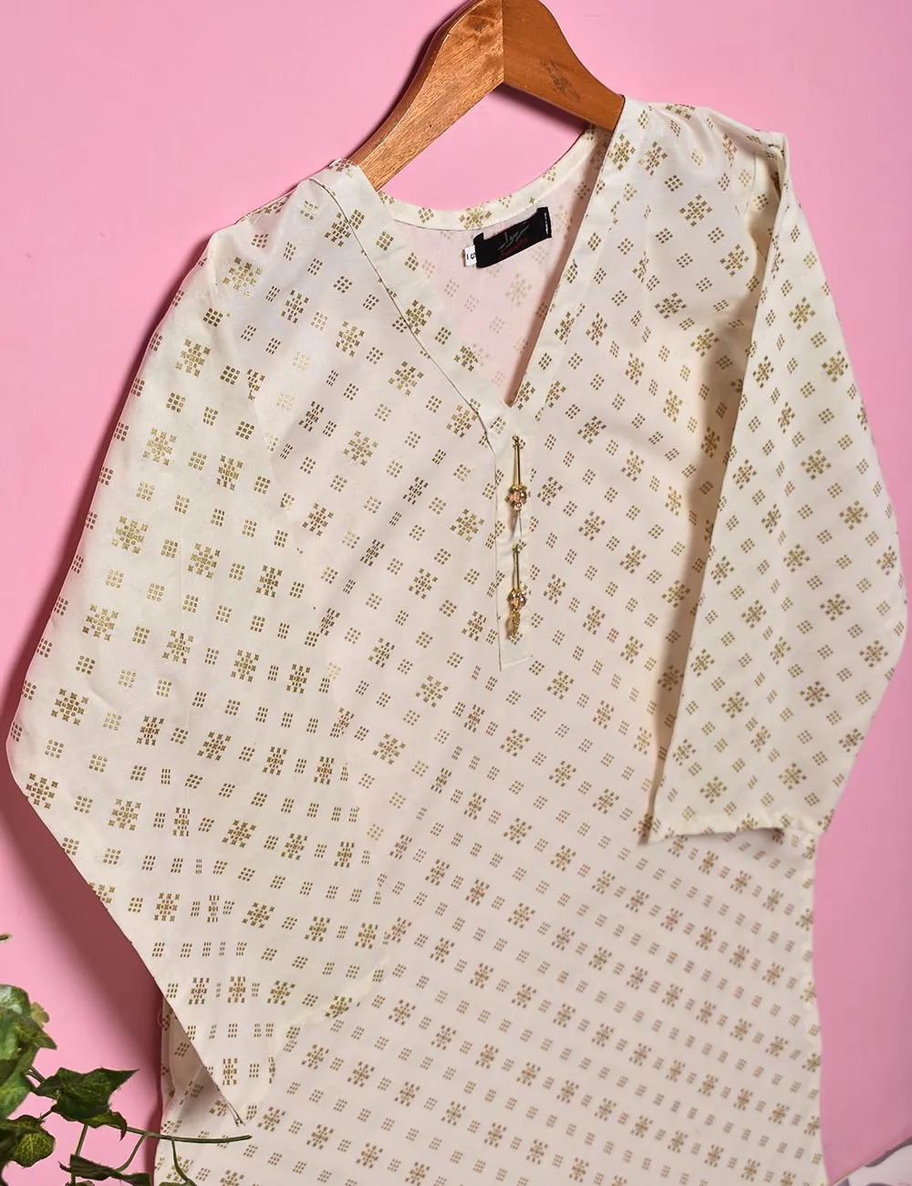 Cotton Printed Stitched Kurti - Rejuve (TS-020B-Cream)