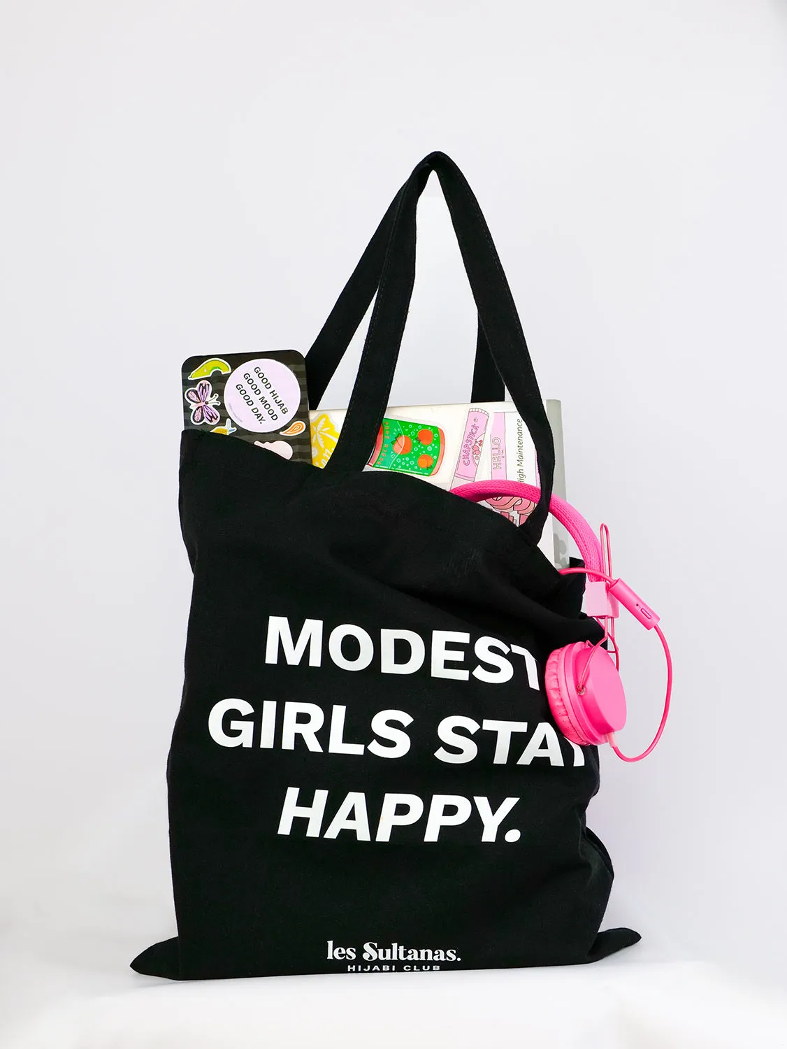 Cotton Tote Bag "Modest Girls" Black