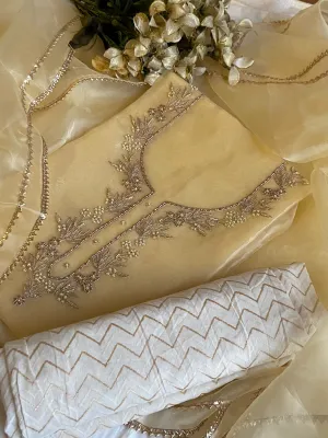 Cream Designer Organza Salwar Suit