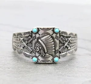 Cross Timber Fashion Silver Chief Stone Stretch Bracelet