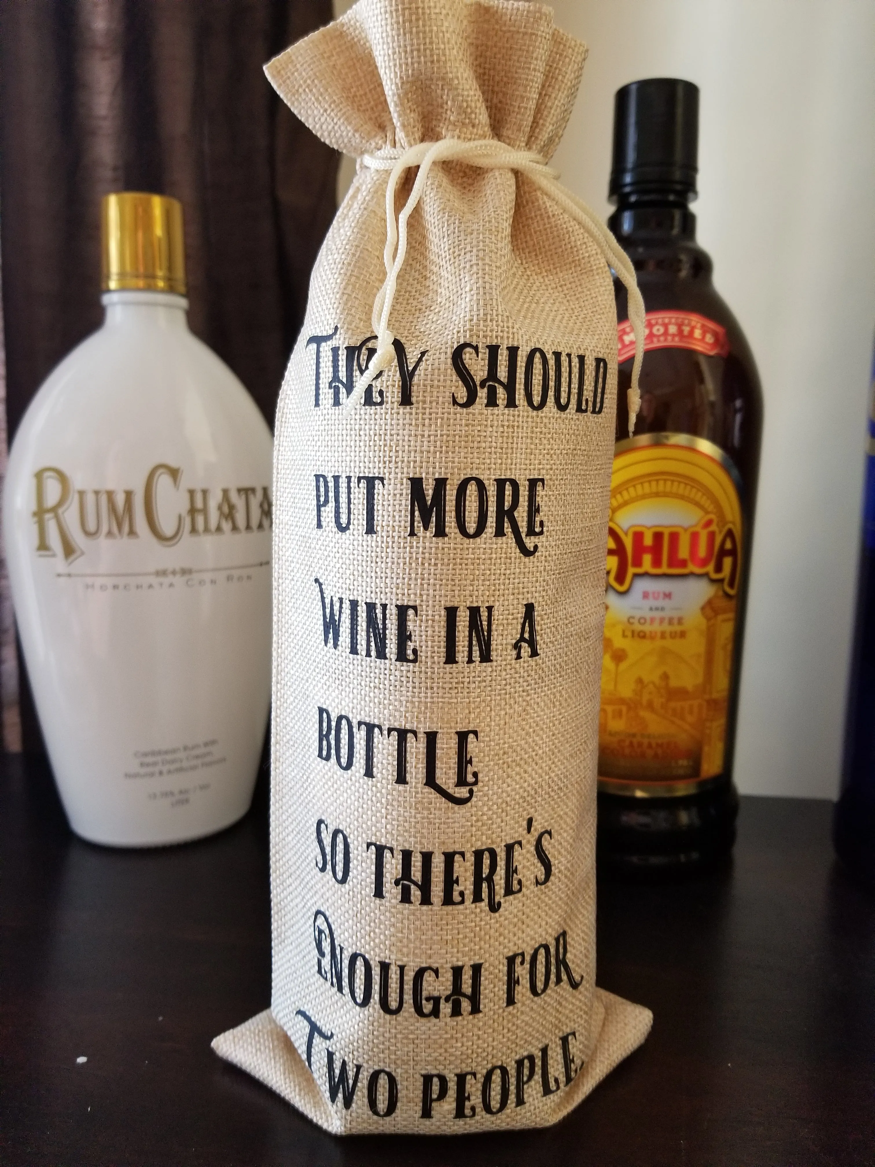 Custom/Personalized Jute Wine Bag - They should put more wine in the bottle so there's enough for two people