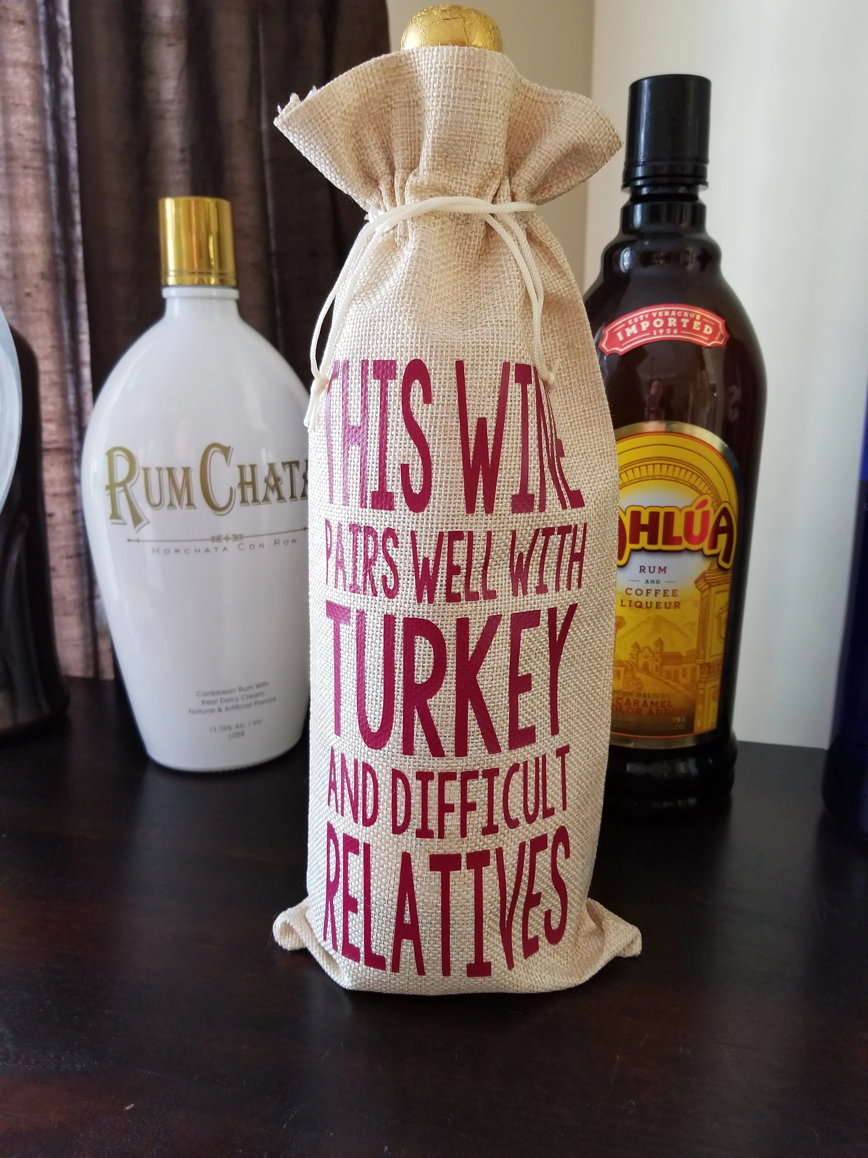 Custom/Personalized Jute Wine Bag - They should put more wine in the bottle so there's enough for two people