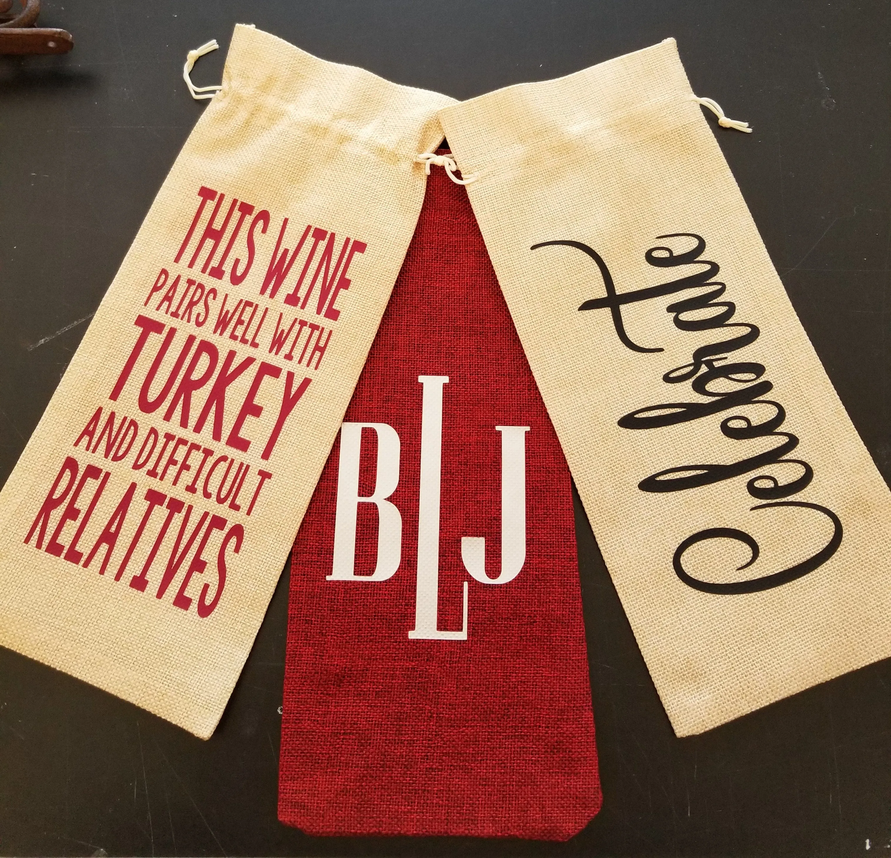 Custom/Personalized Jute Wine Bag - To the host we toast
