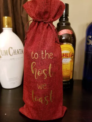 Custom/Personalized Jute Wine Bag - To the host we toast