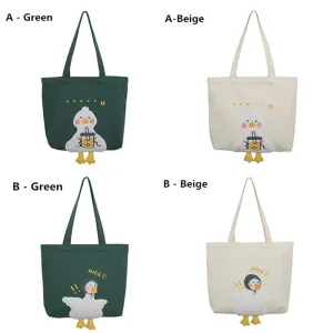 CUTE DUCK EMBROIDERED CANVAS BAG UB2613