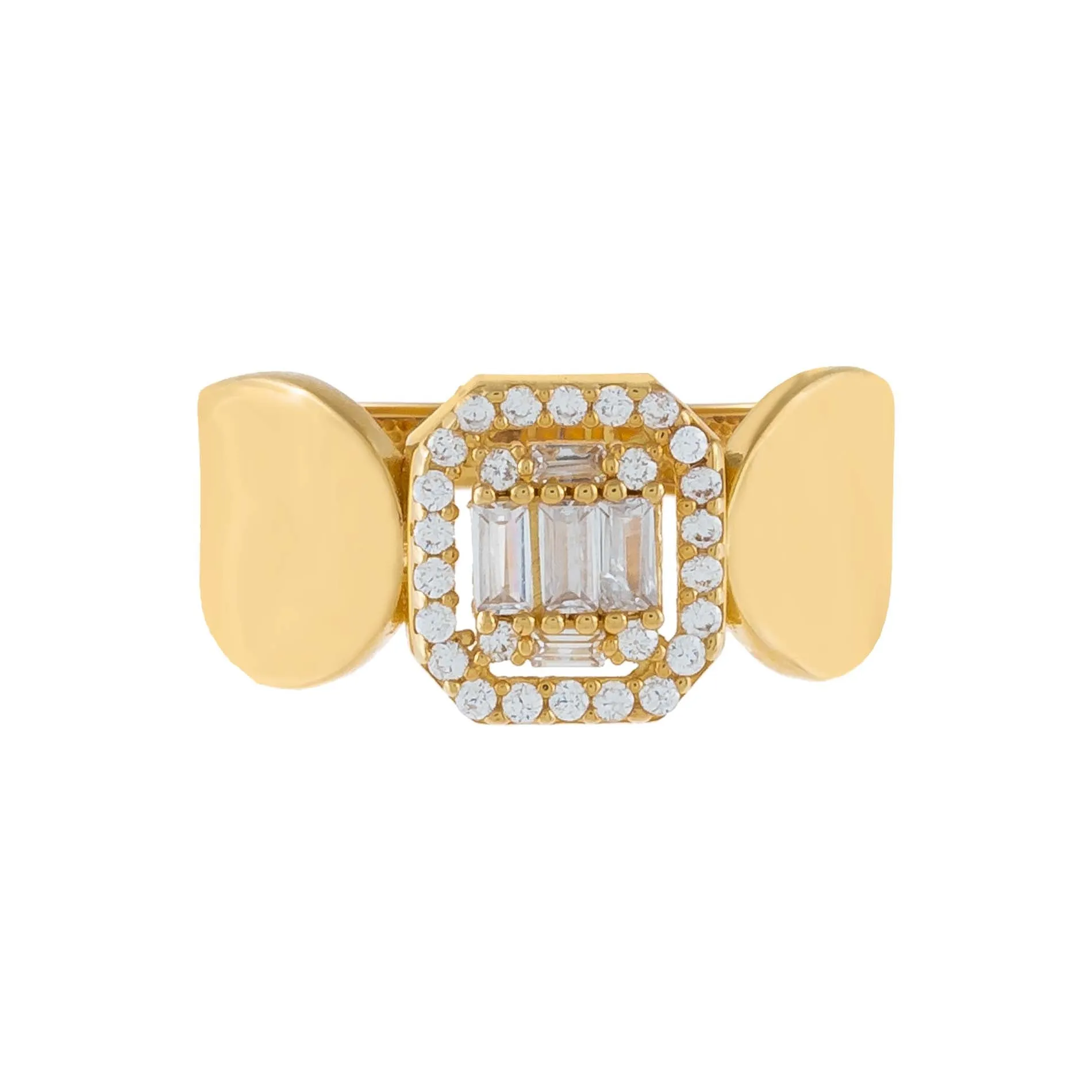 CZ Illusion Signet Ring 14K